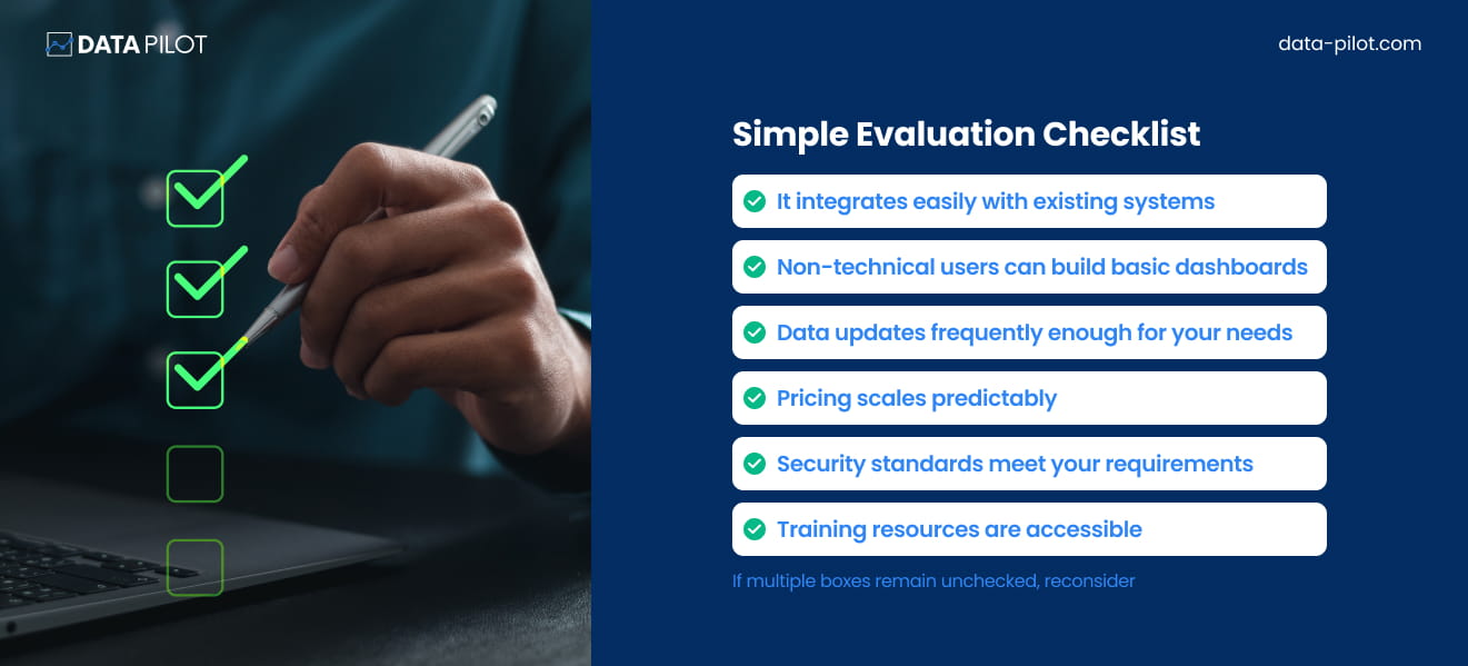 evaluation checklist for self-service BI tools