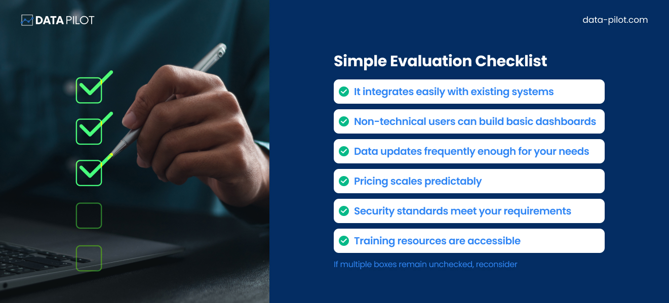 evaluation checklist for self-service BI tools